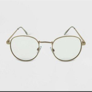 Womens Metal Round Blue Light Filtering Glasses Wild Fable Gold 066
